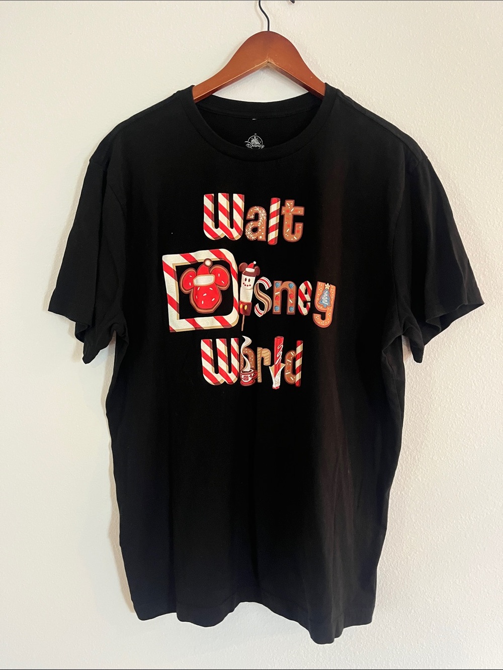 DISNEY WORLD Christmas Graphic Black Short Sleeve T-Shirt